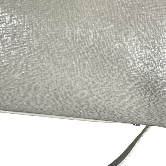 Furla Saffiano Leather Satchel Crossbody Bag Taupe grey Structured Tote Purse - Picture 5 of 14